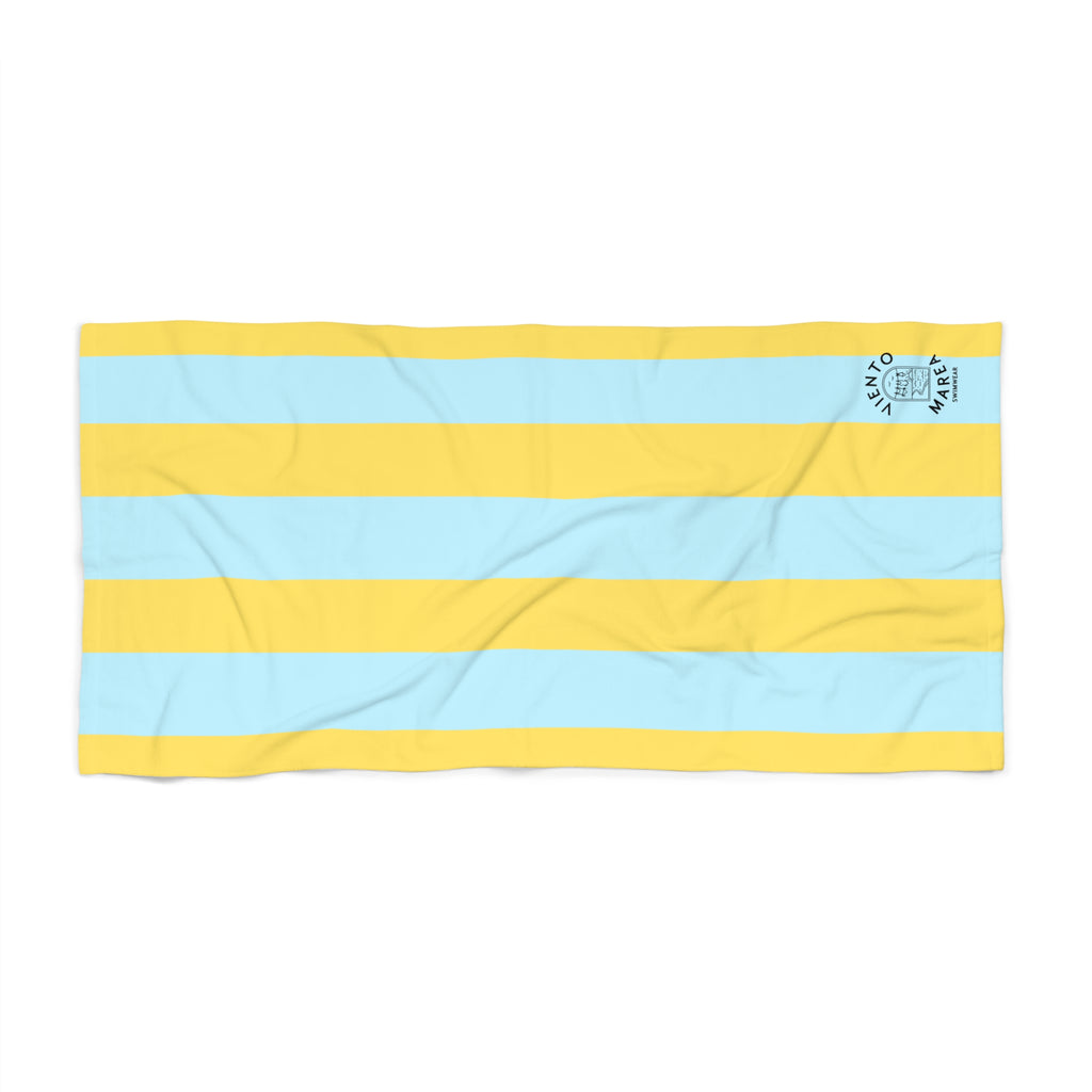 Yellow and Sky Blue Striped Beach Towel